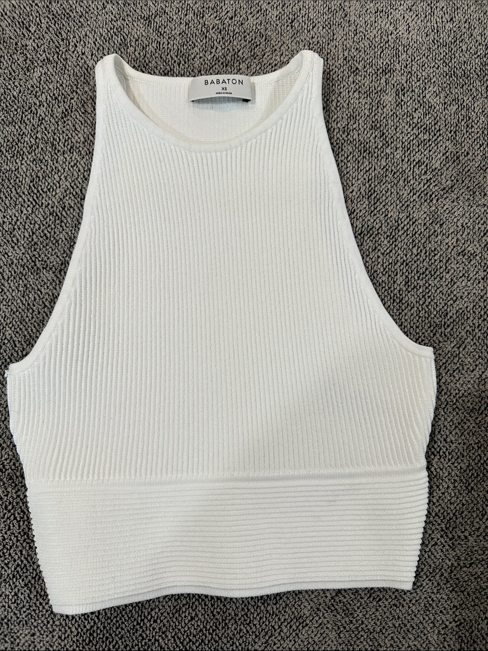 Babaton Ivory Ribbed High-Neck Tank